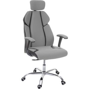 Bureaustoel MCW-F12, bureaustoel draaistoel racestoel, schuiffunctie stof/textiel + kunstleer ~ grijs/zwart