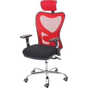 Bureaustoel MCW-F13, bureaustoel draaistoel, schuiffunctie 150kg belastbaar stof/textiel ~ zwart/rood