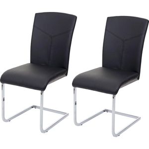 Set van 2 eetkamerstoelen MCW-F36, vrijdragende keukenstoel vergaderstoel ~ kunstleer, zwart