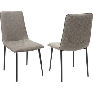 Set van 2 eetkamerstoelen MCW-F47, keukenstoel, vintage ~ kunstleer, kaki