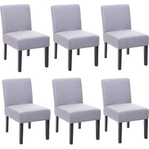 Set van 6 eetkamerstoel MCW-F61, stoel loungestoel, stof/textiel ~ grijs