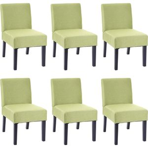 Set van 6 eetkamerstoel MCW-F61, stoel loungestoel, stof/textiel ~ groen