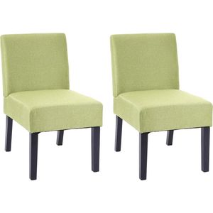 Set van 2 eetkamerstoelen MCW-F61, loungestoel, stof/textiel ~ groen