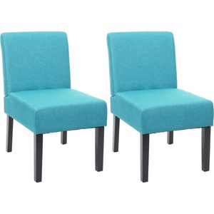 Set van 2 eetkamerstoelen MCW-F61, loungestoel, stof/textiel ~ petrolblauw