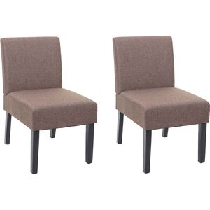 Set van 2 eetkamerstoelen MCW-F61, loungestoel, stof/textiel ~ bruin
