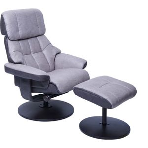 MCA Relaxfauteuil MCW-F21, TV-fauteuil kruk, stof/textiel 110kg belastbaar ~ grafiet-lichtgrijs