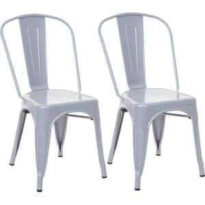 Set van 2 stoelen MCW-A73, bistrostoel stapelstoel, metalen industrieel ontwerp stapelbaar ~ grijs