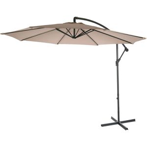 Acerra zweefparasol, parasol, Ø 3m kantelbaar, polyester/staal 11kg ~ zand-beige zonder voet
