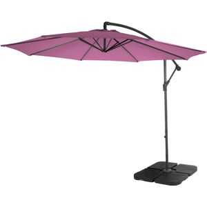 Acerra zweefparasol, parasol, Ø 3m kantelbaar, polyester/staal 11kg ~ lavendel-rood met voet