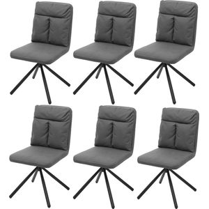 Set van 6 eetkamerstoelen MCW-G58, keukenstoel, draaibare autostoel textiel/stof ~ grijs