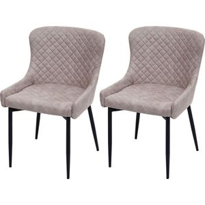 Set van 2 eetkamerstoelen MCW-H79, keukenstoel fauteuil stoel, vintage metaal ~ stof/textiel grijs