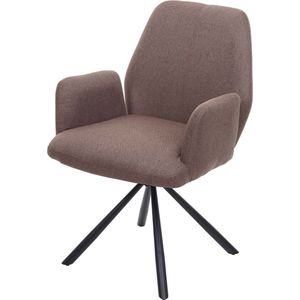 Eetkamerstoel MCW-H71, keukenstoel fauteuil stoel, draaibare auto positie stof / textiel staal ~ bruin
