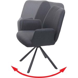 Eetkamerstoel MCW-H71, keukenstoel fauteuil stoel, draaibare auto positie stof/textiel staal ~ donkergrijs