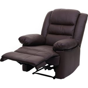 TV fauteuil MCW-G15, relaxfauteuil, leder + kunstleder 101x87x100cm ~ bruin