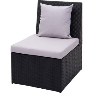 Poly-rotan fauteuil MCW-G16, lounge rotan stoel tuinstoel, gastronomie ~ zwart, kussens lichtgrijs