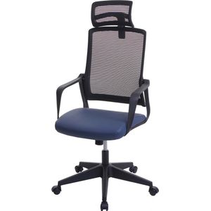 Bureaustoel MCW-J52, bureaustoel, ergonomische hoofdsteun, kunstleer ~ blauw-grijs