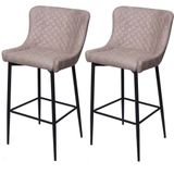 2er-Set Barhocker MCW-H79, Barstuhl Tresenhocker, Vintage Metall Fußablage ~ Stoff/Textil grau