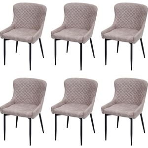 Set van 6 eetkamerstoelen MCW-H79, keukenstoel fauteuil stoel, vintage metaal ~ stof/textiel grijs