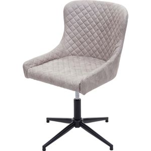 Eetkamerstoel MCW-H79, loungestoel keukenstoel, in hoogte verstelbaar draaibaar vintage metaal ~ stof/textiel grijs