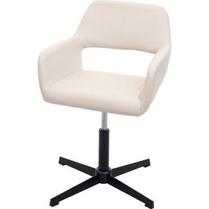 Home office bureaustoel MCW-A50 IV, woonkamer bureaustoel + eetkamerstoel ~ kunstleer crème, zwart onderstel