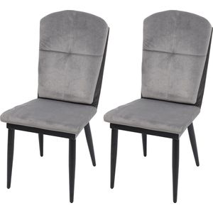 Set van 2 eetkamerstoelen MCW-G42, stoel keukenstoel fauteuil ~ fluweel, grijs-antraciet