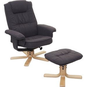 Relaxfauteuil M56, TV-fauteuil TV-fauteuil met hocker, stof/textiel ~ donkergrijs