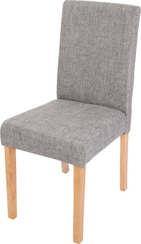 Esszimmerstuhl Littau, Küchenstuhl Stuhl, Stoff/Textil ~ grau, helle Beine