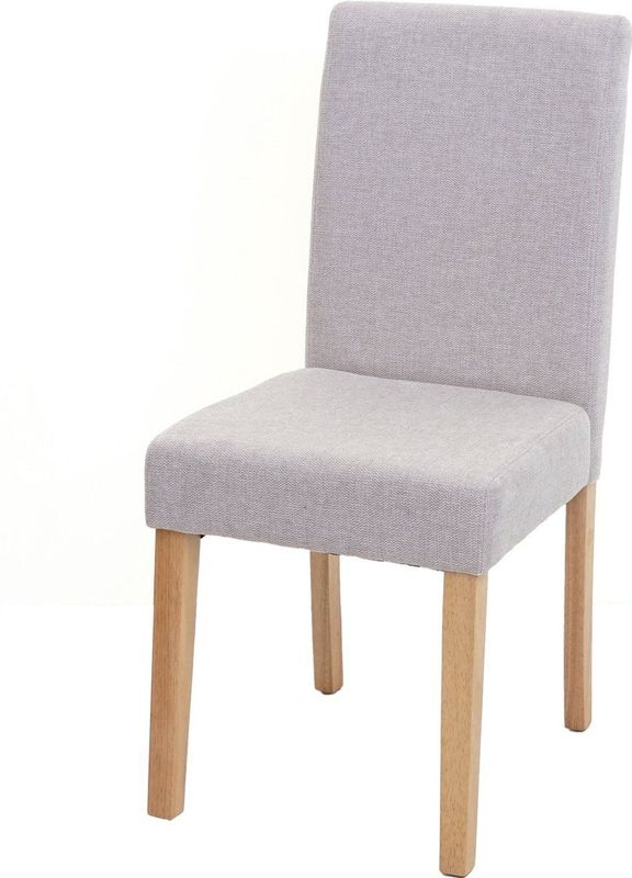 Esszimmerstuhl Littau, Küchenstuhl Stuhl, Stoff/Textil ~ creme-beige, helle Beine