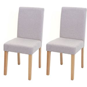 Set van 2 eetkamerstoelen Keukenstoel Littau ~ textiel, crème-beige, lichtgekleurde poten