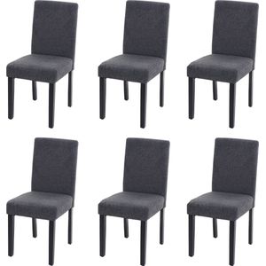 Set van 6 eetkamerstoelen Keukenstoel Littau ~ textiel, antracietgrijs, donkere poten