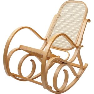 Schommelstoel M41, schommelstoel TV-fauteuil, massief houten rotan, MVG-gecertificeerd ~ eiken look