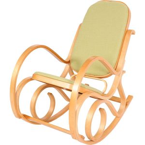 Schommelstoel M41, schommelstoel TV-fauteuil, massief hout ~ eiken look, stof/textiel groen