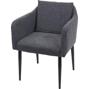 Eetkamerstoel MCW-H93, keukenstoel fauteuil stoel ~ stof/textiel donkergrijs