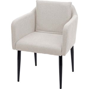 Eetkamerstoel MCW-H93, keukenstoel fauteuil stoel ~ stof/textiel crème-beige