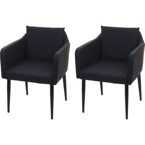 Set van 2 eetkamerstoelen MCW-H93, keukenstoel fauteuil stoel ~ kunstleer zwart