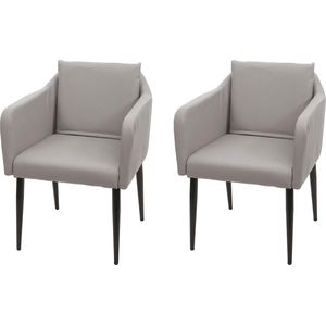 Set van 2 eetkamerstoelen MCW-H93, keukenstoel fauteuil stoel ~ kunstleer taupe-grijs