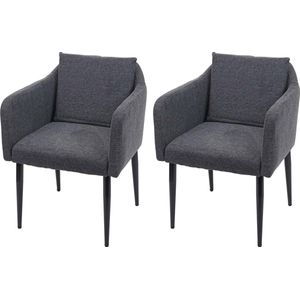 Set van 2 eetkamerstoelen MCW-H93, keukenstoel fauteuil stoel ~ stof/textiel donkergrijs