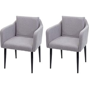 Set van 2 eetkamerstoelen MCW-H93, keukenstoel fauteuil stoel ~ stof/textiel lichtgrijs