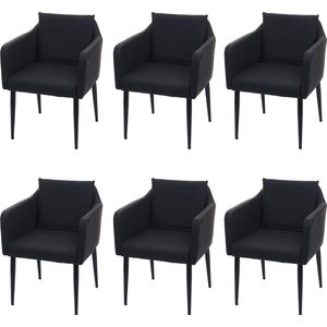 Set van 6 eetkamerstoelen MCW-H93, keukenstoel fauteuil stoel ~ kunstleer zwart
