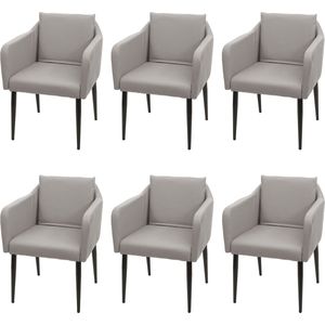 Set van 6 eetkamerstoelen MCW-H93, keukenstoel fauteuil stoel ~ kunstleer taupe-grijs