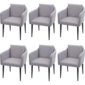 Set van 6 eetkamerstoel MCW-H93, keukenstoel fauteuil stoel ~ stof/textiel lichtgrijs