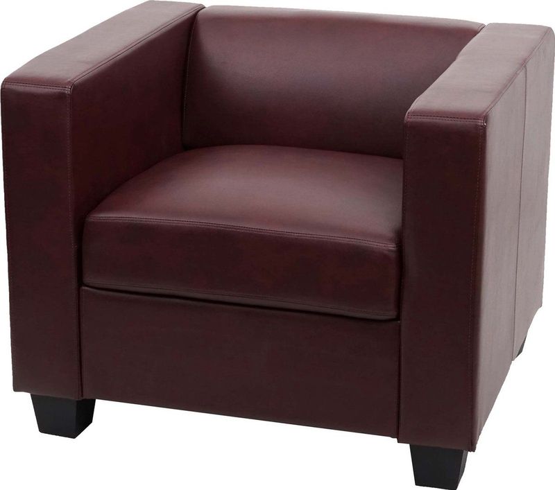 Sessel Loungesessel Lille ~ Kunstleder, rot-braun