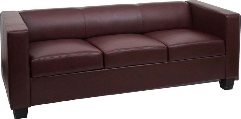 3er Sofa Lille ~ Kunstleder, rot-braun