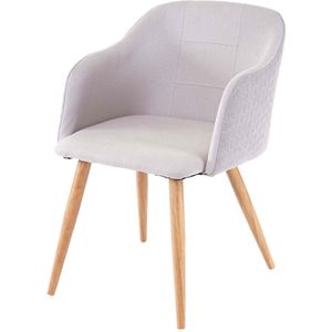 Eetkamerstoel MCW-D71, stoel keukenstoel, retro design, armleuningen stof/textiel ~ lichtgrijs-grijs