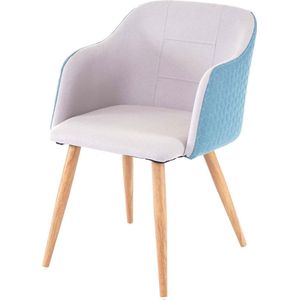 Eetkamerstoel MCW-D71, stoel keukenstoel, retro design, armleuningen stof/textiel ~ lichtgrijs-turquoise