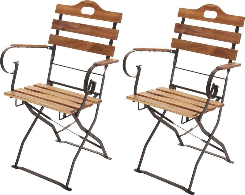 2er-Set Biergartenstuhl MCW-J40, Klappstuhl Gartenstuhl, Gastronomie-Qualität Akazie MVG-zertifiziert ~ naturfarben