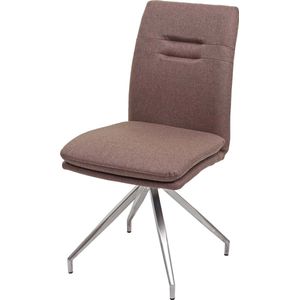 Eetkamerstoel MCW-H70, keukenstoel fauteuil stoel, stof/textiel geborsteld roestvrij staal ~ bruin