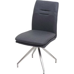 Eetkamerstoel MCW-H70, keukenstoel fauteuil stoel, stof/textiel geborsteld roestvrij staal ~ donkergrijs