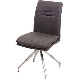 Eetkamerstoel MCW-H70, keukenstoel armstoel stoel, stof/textiel geborsteld roestvrij staal ~ grijsbruin
