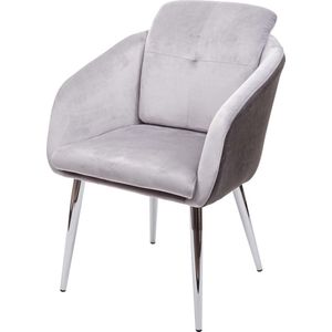 Eetkamerstoel MCW-G48, keukenstoel gestoffeerde stoel fauteuil, kunstleer fluweel met armleuning ~ grijs